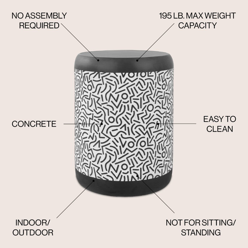 Vernis 17.75" Modern Bohemian Geometric Drum Garden Stool