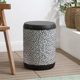 Vernis 17.75" Modern Bohemian Geometric Drum Garden Stool