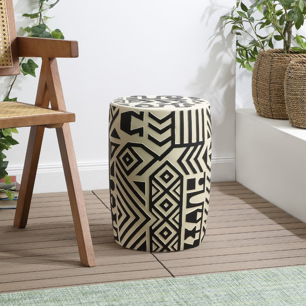Jimothy 17.75" Geometric Drum Garden Stool