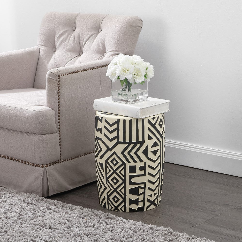 Jimothy 17.75" Geometric Drum Garden Stool
