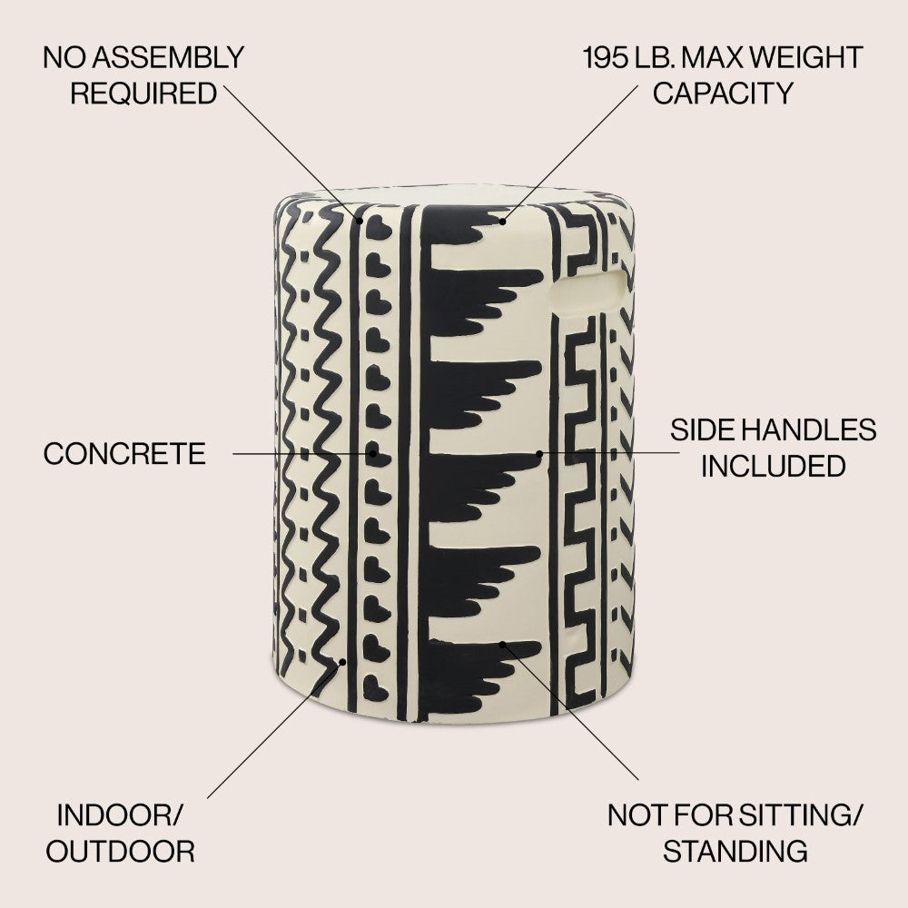 Rugvor 18" MidCentury Modern Geometric Drum Garden Stool