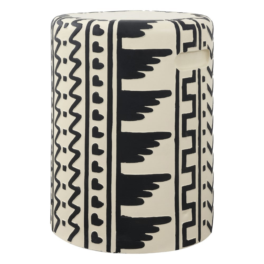 Rugvor 18" MidCentury Modern Geometric Drum Garden Stool
