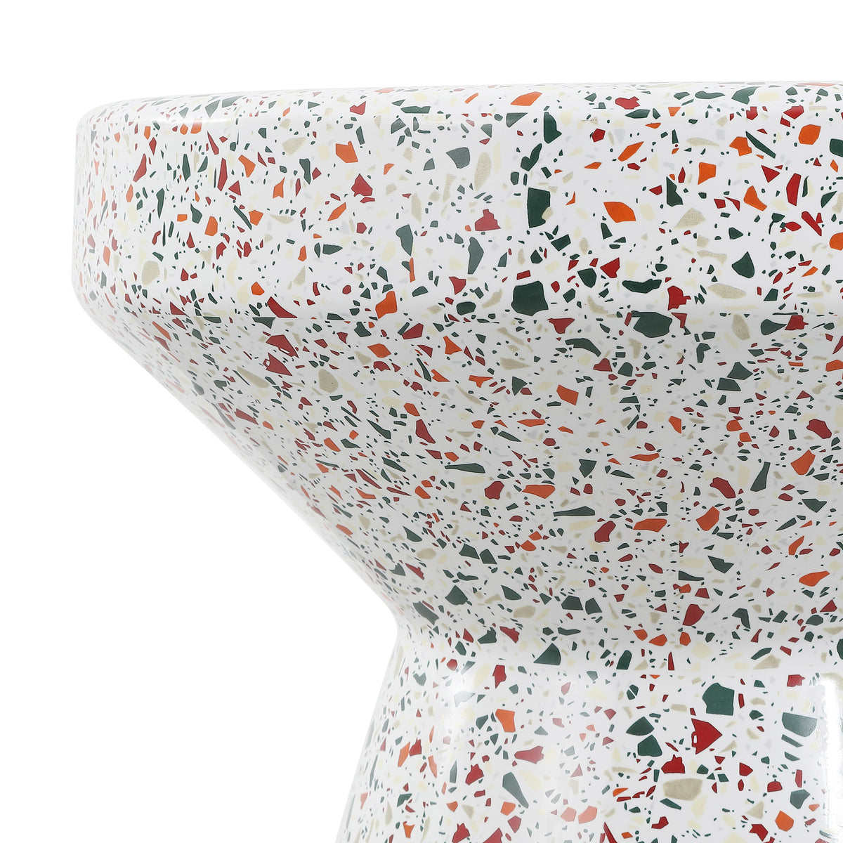 Leaf 17.75" Modern Bohemian Terrazzo Indoor/Outdoor Drum Accent Table