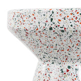 Leaf 17.75" Modern Bohemian Terrazzo Indoor/Outdoor Drum Accent Table