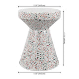 Leaf 17.75" Modern Bohemian Terrazzo Indoor/Outdoor Drum Accent Table
