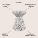 Leaf 17.75" Modern Bohemian Terrazzo Indoor/Outdoor Drum Accent Table
