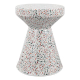 Leaf 17.75" Modern Bohemian Terrazzo Indoor/Outdoor Drum Accent Table