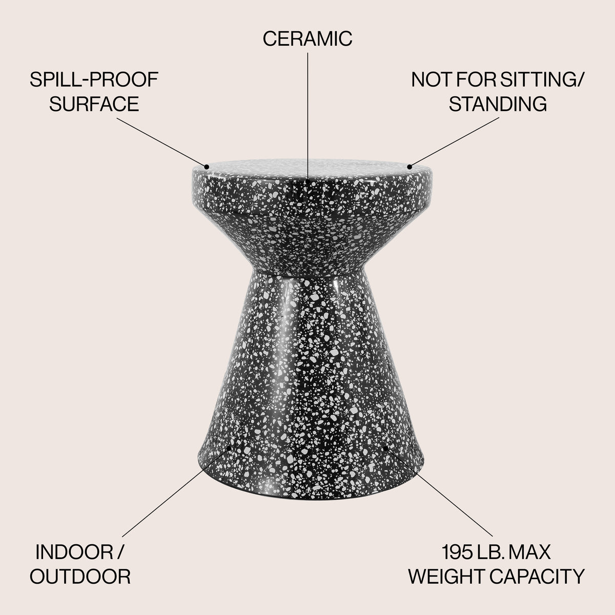 Leaf 17.75" Modern Bohemian Terrazzo Indoor/Outdoor Drum Accent Table