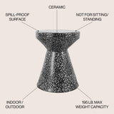 Leaf 17.75" Modern Bohemian Terrazzo Indoor/Outdoor Drum Accent Table