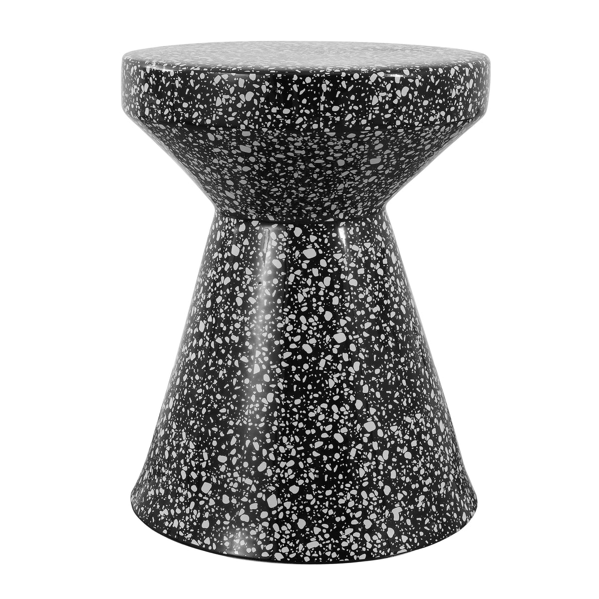 Leaf 17.75" Modern Bohemian Terrazzo Indoor/Outdoor Drum Accent Table