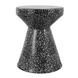 Leaf 17.75" Modern Bohemian Terrazzo Indoor/Outdoor Drum Accent Table