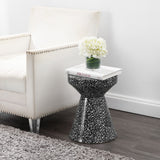 Leaf 17.75" Modern Bohemian Terrazzo Indoor/Outdoor Drum Accent Table