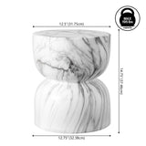 Varavara 14.75" Contemporary Modern Marble Glaze Drum Indoor/Outdoor Garden Stool