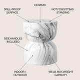 Varavara 14.75" Contemporary Modern Marble Glaze Drum Indoor/Outdoor Garden Stool