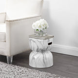 Varavara 14.75" Contemporary Modern Marble Glaze Drum Indoor/Outdoor Garden Stool