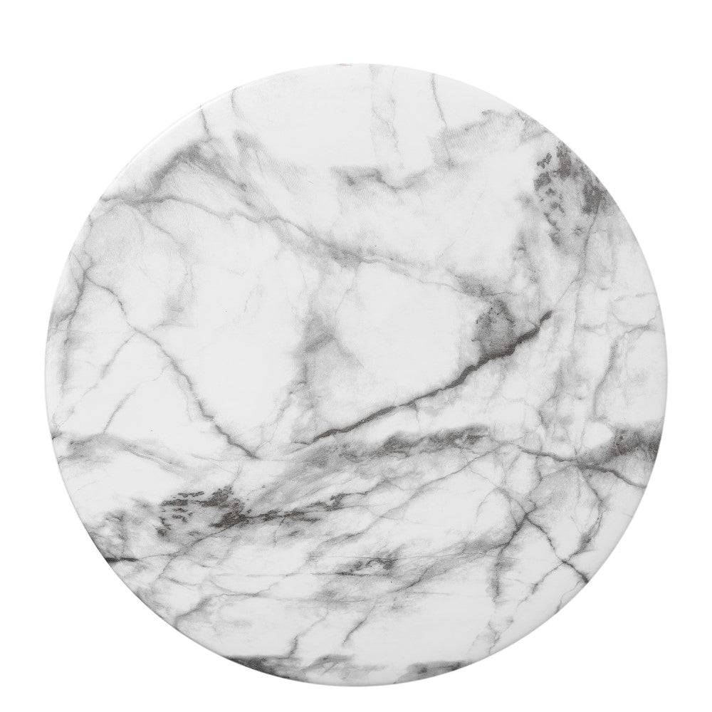 Varavara 14.75" Contemporary Modern Marble Glaze Drum Indoor/Outdoor Garden Stool