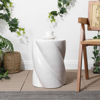 Yves Modern Minimalist Rope Twist Ceramic Indoor/Outdoor Garden Stool