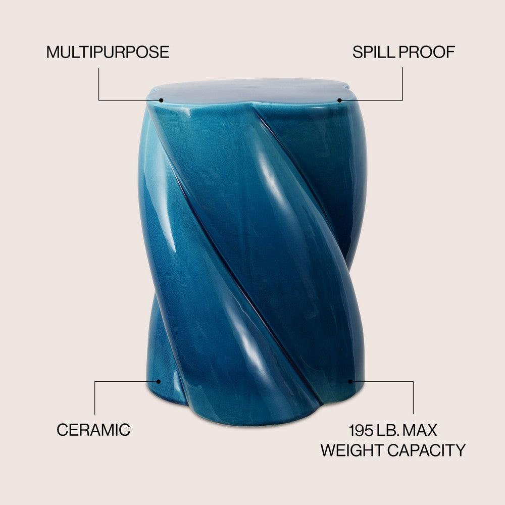 Yves Modern Minimalist Rope Twist Ceramic Indoor/Outdoor Garden Stool