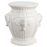 Anita 18" Classic Vintage Ceramic Indoor/Outdoor 4-Elephant Garden Stool