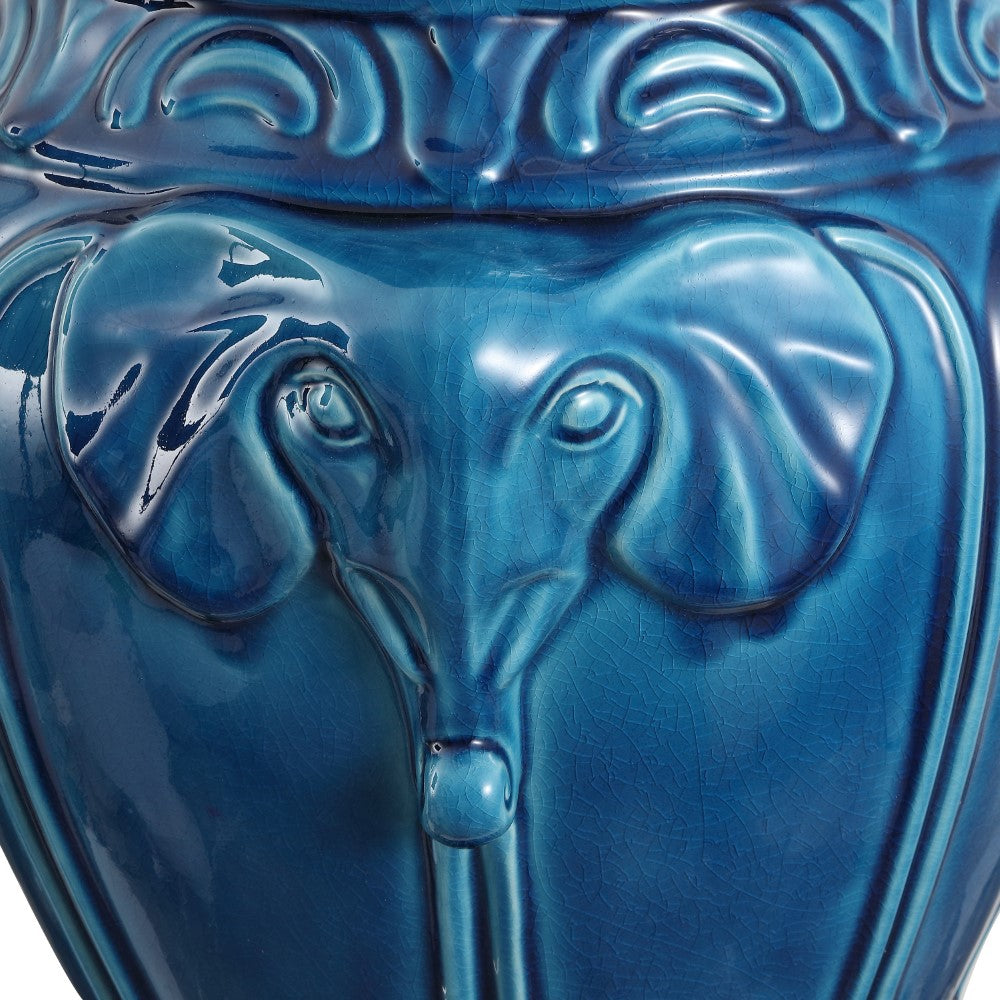 Anita 18" Classic Vintage Ceramic Indoor/Outdoor 4-Elephant Garden Stool