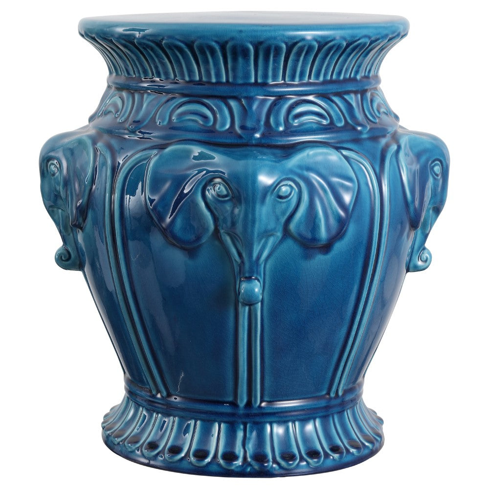 Anita 18" Classic Vintage Ceramic Indoor/Outdoor 4-Elephant Garden Stool