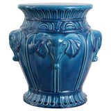 Anita 18" Classic Vintage Ceramic Indoor/Outdoor 4-Elephant Garden Stool