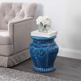 Anita 18" Classic Vintage Ceramic Indoor/Outdoor 4-Elephant Garden Stool