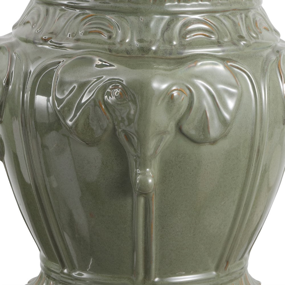 Anita 18" Classic Vintage Ceramic Indoor/Outdoor 4-Elephant Garden Stool