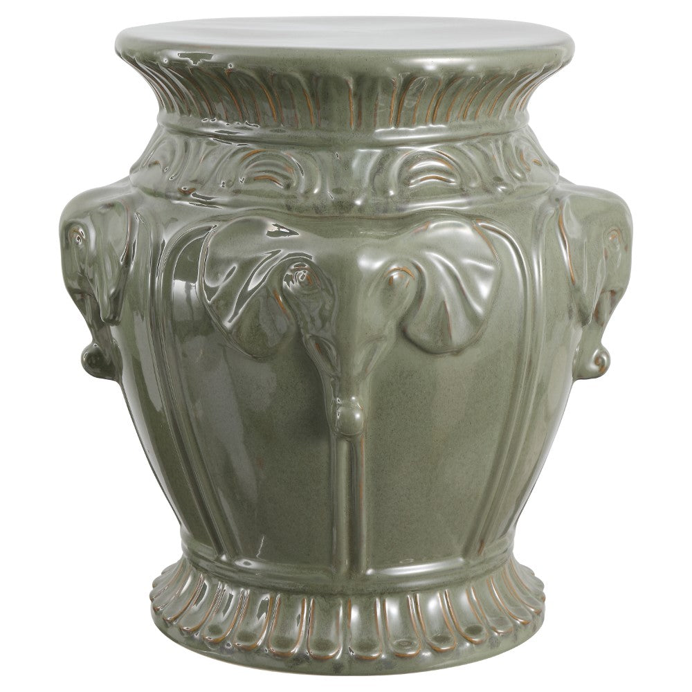 Anita 18" Classic Vintage Ceramic Indoor/Outdoor 4-Elephant Garden Stool