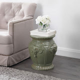 Anita 18" Classic Vintage Ceramic Indoor/Outdoor 4-Elephant Garden Stool