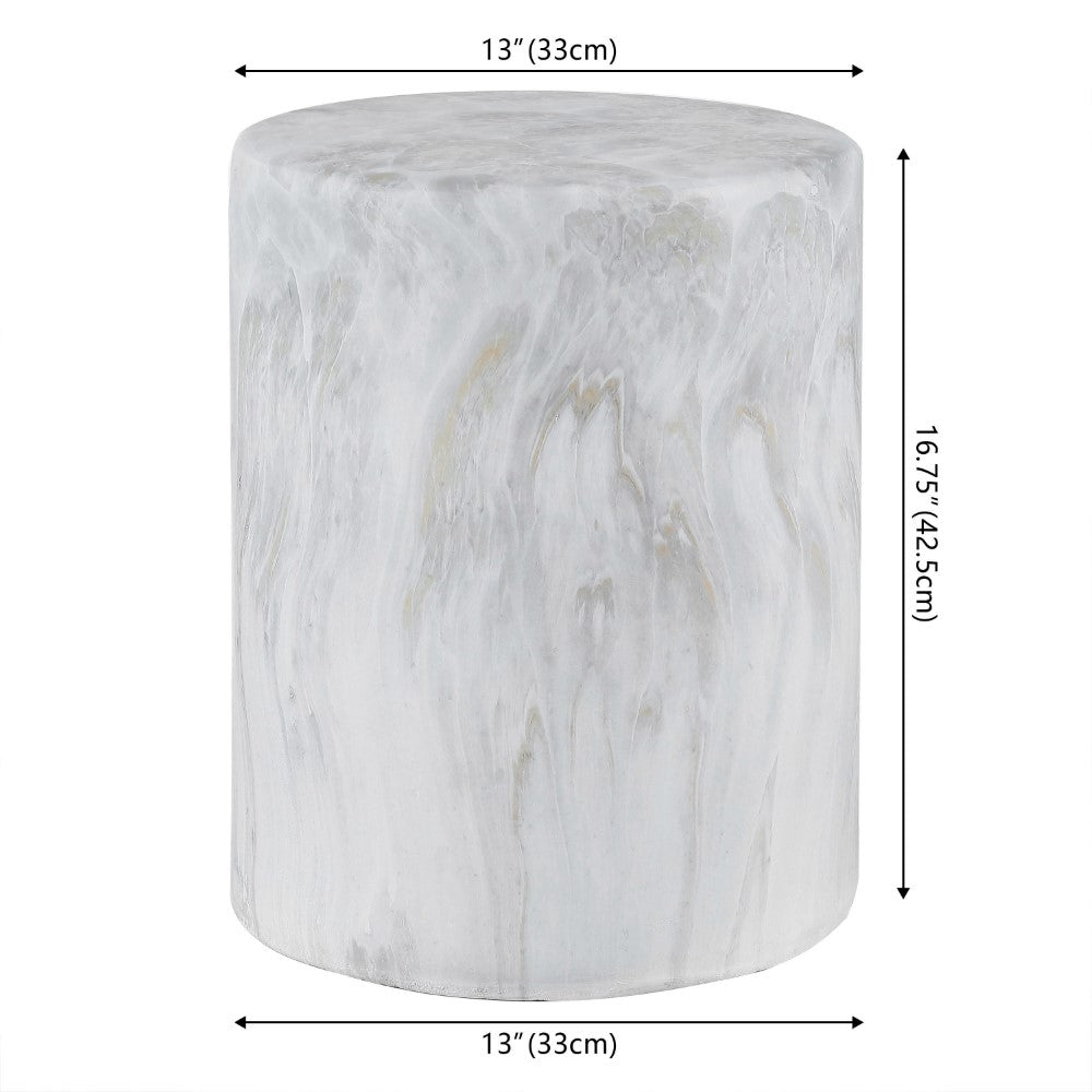 Zeus 16.75" Modern Minimalist Faux Marble Column Indoor/Outdoor Accent Table