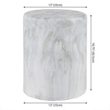 Zeus 16.75" Modern Minimalist Faux Marble Column Indoor/Outdoor Accent Table