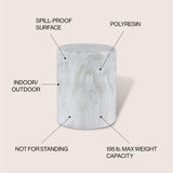 Zeus 16.75" Modern Minimalist Faux Marble Column Indoor/Outdoor Accent Table
