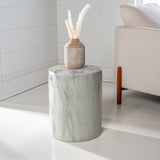 Zeus 16.75" Modern Minimalist Faux Marble Column Indoor/Outdoor Accent Table