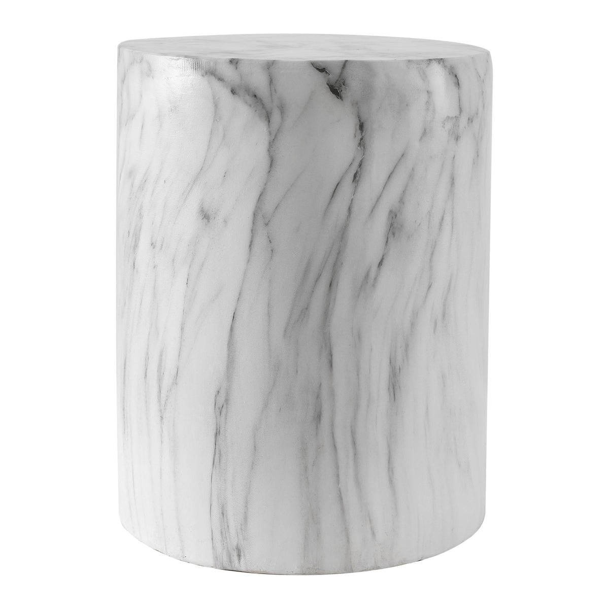 Zeus 16.75" Modern Minimalist Faux Marble Column Indoor/Outdoor Accent Table