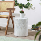 Zeus 16.75" Modern Minimalist Faux Marble Column Indoor/Outdoor Accent Table