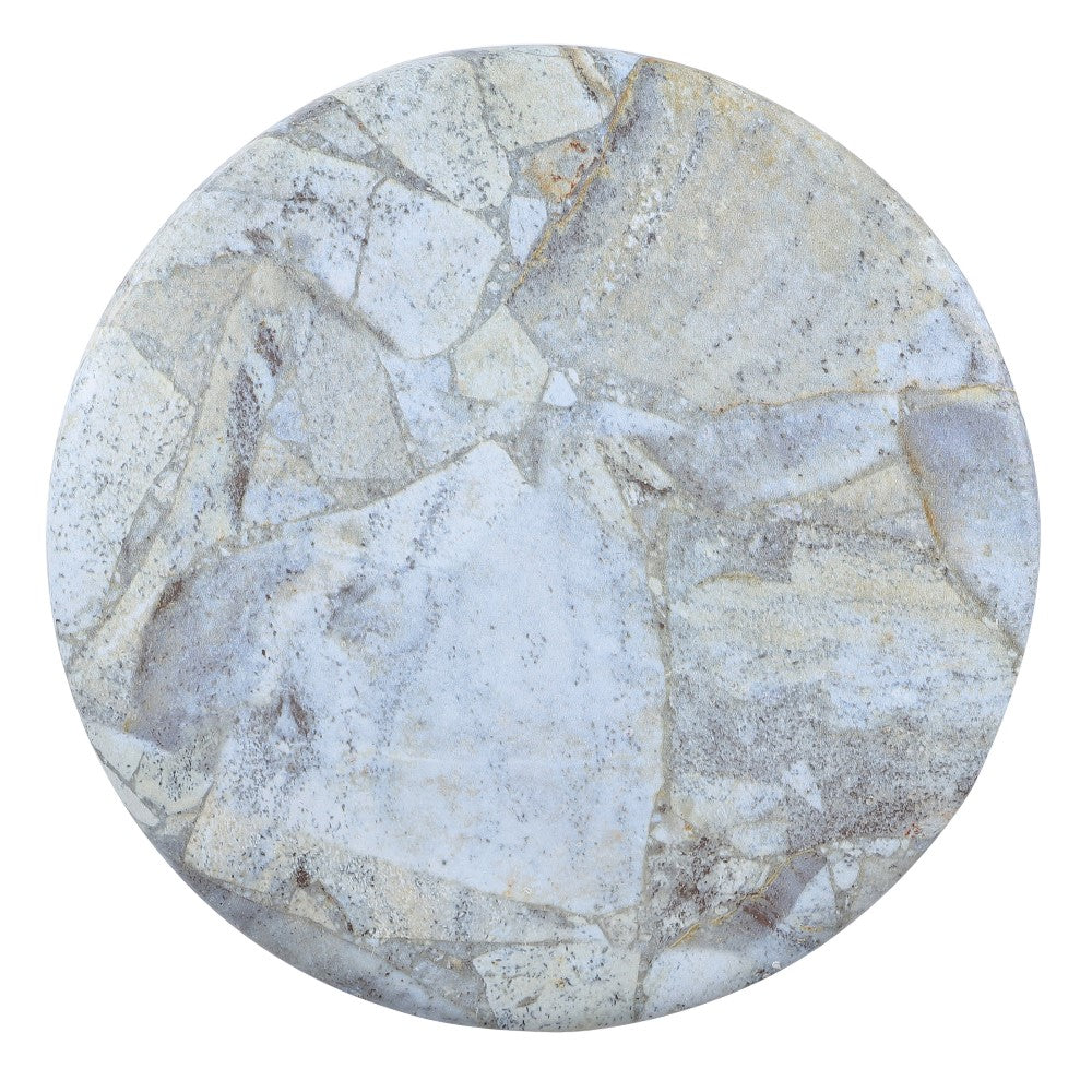 Zeus 16.75" Modern Minimalist Faux Marble Column Indoor/Outdoor Accent Table