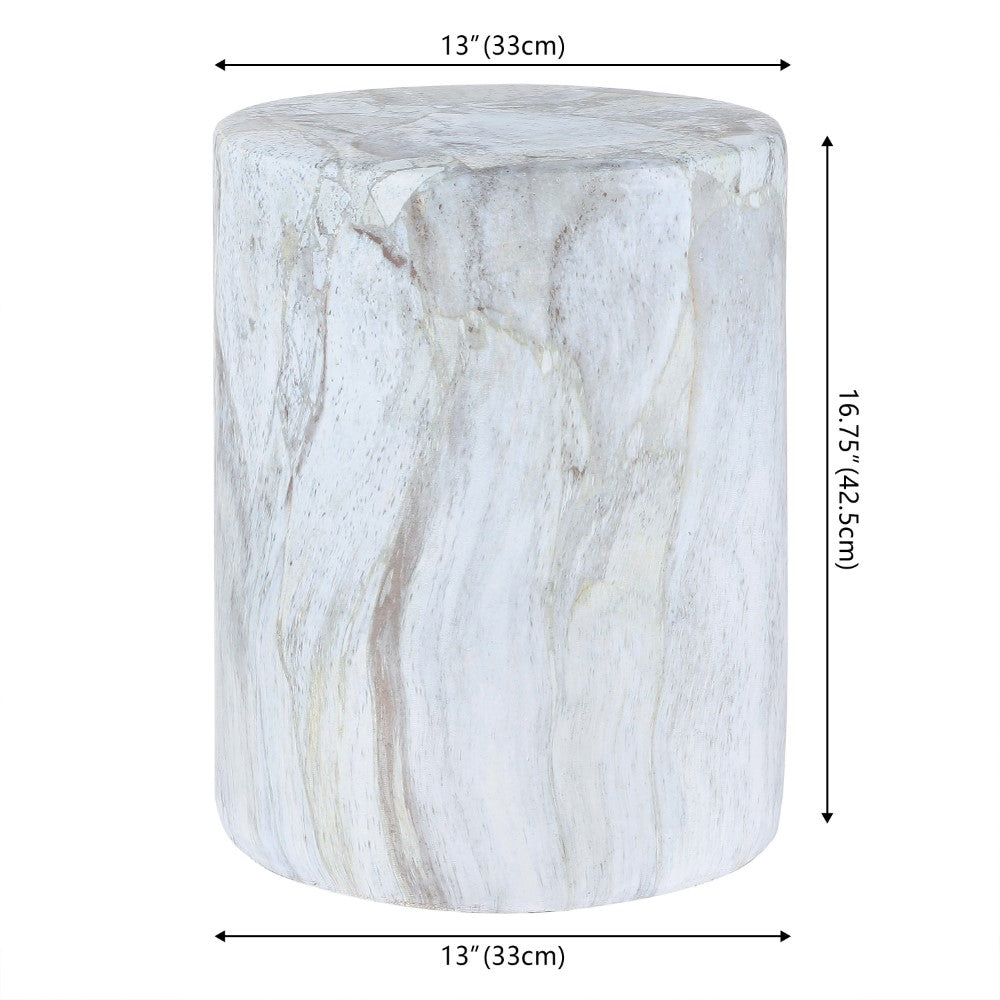 Zeus 16.75" Modern Minimalist Faux Marble Column Indoor/Outdoor Accent Table