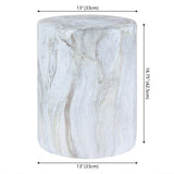 Zeus 16.75" Modern Minimalist Faux Marble Column Indoor/Outdoor Accent Table