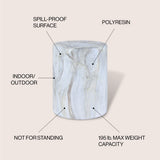 Zeus 16.75" Modern Minimalist Faux Marble Column Indoor/Outdoor Accent Table