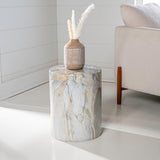 Zeus 16.75" Modern Minimalist Faux Marble Column Indoor/Outdoor Accent Table
