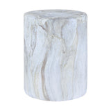 Zeus 16.75" Modern Minimalist Faux Marble Column Indoor/Outdoor Accent Table