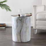 Zeus 16.75" Modern Minimalist Faux Marble Column Indoor/Outdoor Accent Table