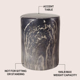 Zeus 16.75" Modern Minimalist Faux Marble Column Indoor/Outdoor Accent Table