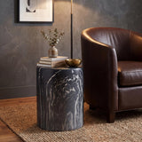 Zeus 16.75" Modern Minimalist Faux Marble Column Indoor/Outdoor Accent Table