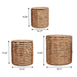 Calvero 18" Coastal Bohemian Handwoven Water Hyacinth Nesting Round Accent Table