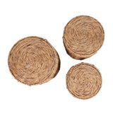 Calvero 18" Coastal Bohemian Handwoven Water Hyacinth Nesting Round Accent Table