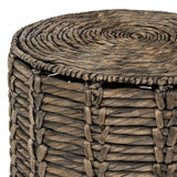 Calvero 18" Coastal Bohemian Handwoven Water Hyacinth Nesting Round Accent Table