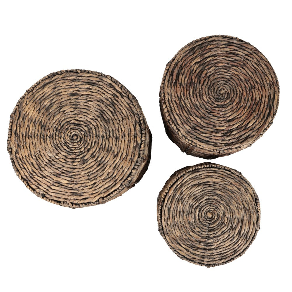 Calvero 18" Coastal Bohemian Handwoven Water Hyacinth Nesting Round Accent Table