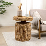 Virello 19.65" Coastal Bohemian Handwoven Water Hyacinth Round Accent Side Table